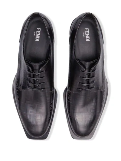 Shop Fendi Ff Print Derby Shoes In Black