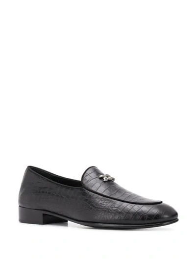 Shop Giuseppe Zanotti Croc Effect Loafers In Black