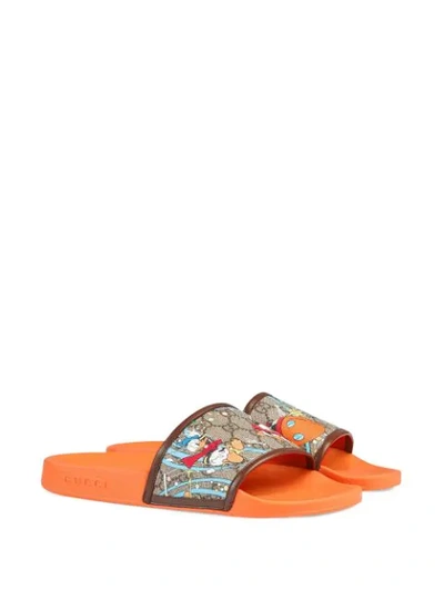 Gucci X Disney Pursuit Donald Duck Slide Sandal In Beige Ebony | ModeSens