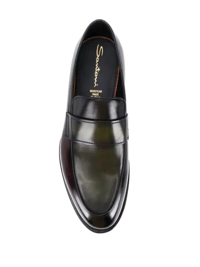 Shop Santoni Gradient-effect Leather Loafers In Black