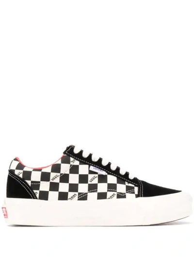 Shop Vans Checkerboard Flatform Trainers In Black