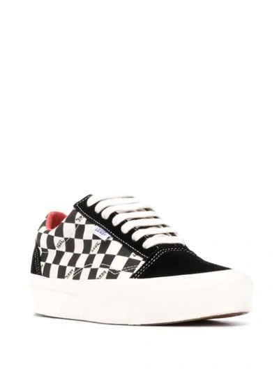 Shop Vans Checkerboard Flatform Trainers In Black