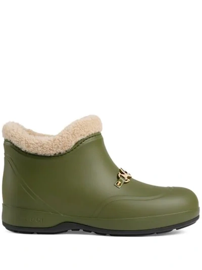 Shop Gucci Horsebit Ankle Boots In Green
