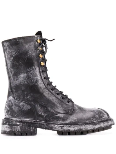 Shop Dolce & Gabbana Vintage-look Calf Leather Boots In Black