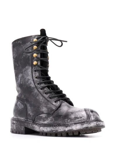 Shop Dolce & Gabbana Vintage-look Calf Leather Boots In Black