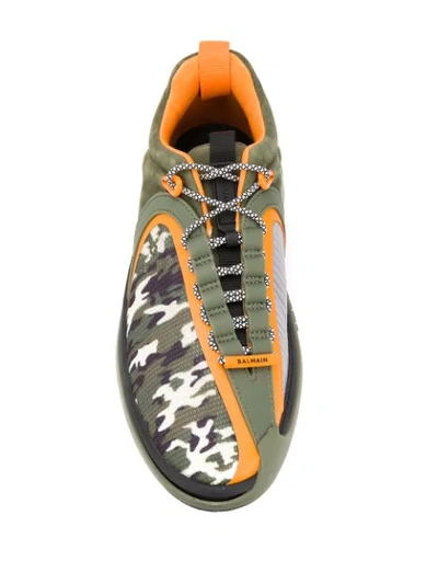 Shop Balmain B-runner Camouflage Sneakers In Green