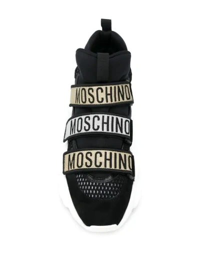 Shop Moschino Teddy Logo-strap Sneakers In Black
