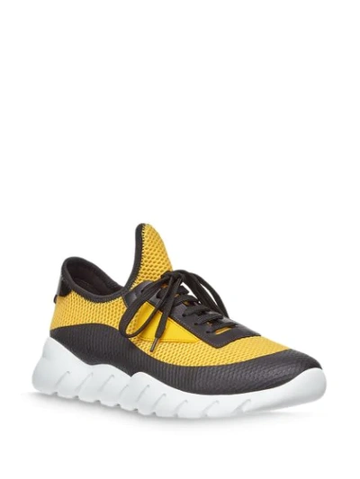 Shop Fendi Technical Mesh Running Sneakers In Yellow