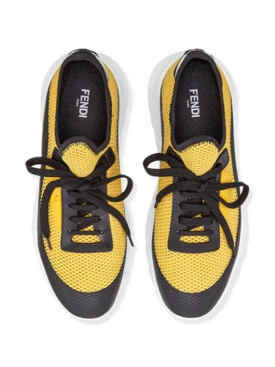 Shop Fendi Technical Mesh Running Sneakers In Yellow