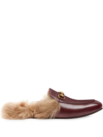 Shop Gucci Pricetown Fur-lined Slippers In Brown