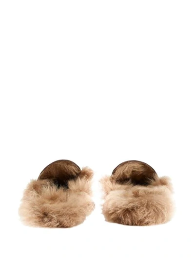 Shop Gucci Pricetown Fur-lined Slippers In Brown