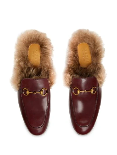 Shop Gucci Pricetown Fur-lined Slippers In Brown