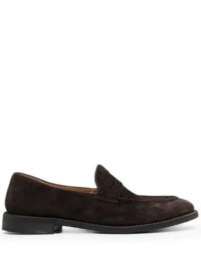 Shop Alberto Fasciani Slip-on Almond-toe Loafers In Brown