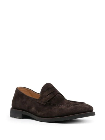 Shop Alberto Fasciani Slip-on Almond-toe Loafers In Brown