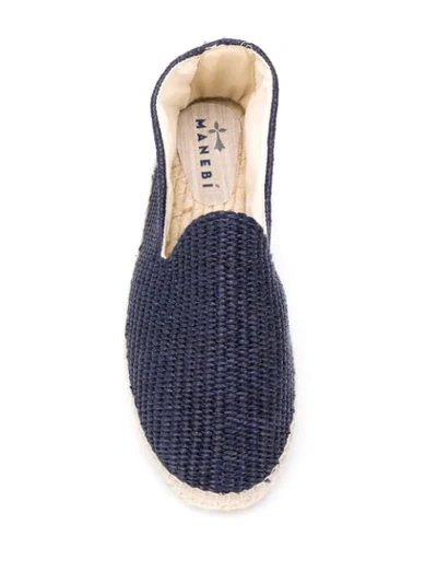 Shop Manebi Woven Straw Espadrilles In Blue