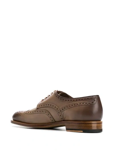 Shop Santoni Perforated Oxford Shoes In Neutrals