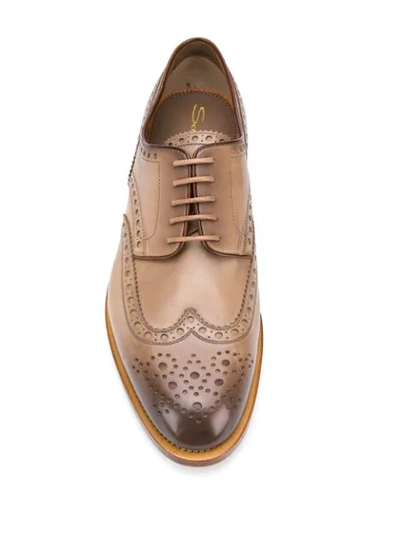 Shop Santoni Perforated Oxford Shoes In Neutrals
