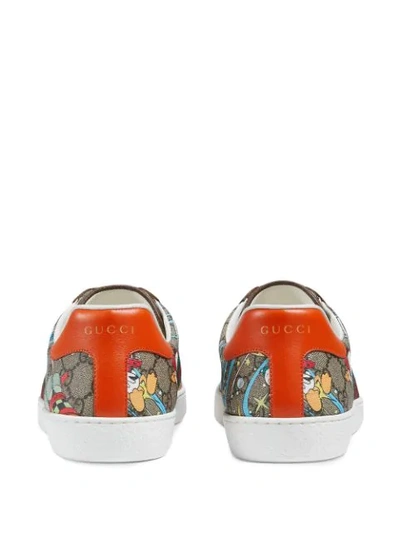 Shop Gucci X Disney Donald Duck Ace Sneakers In Neutrals ,brown