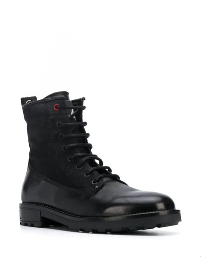 Shop Diesel Lace-up Combat Boots In Black