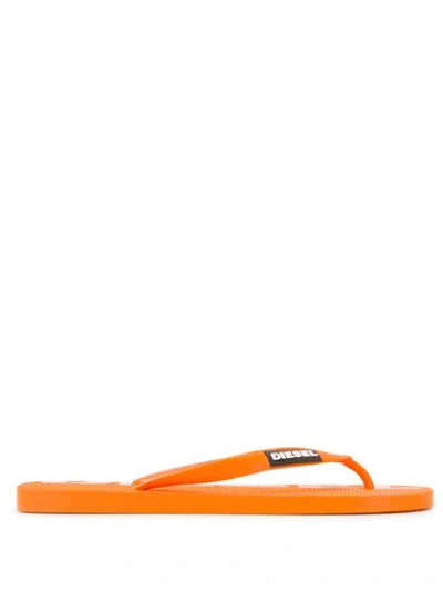 Shop Diesel Logo Flip Flops In H7542