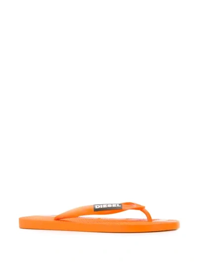 Shop Diesel Logo Flip Flops In H7542