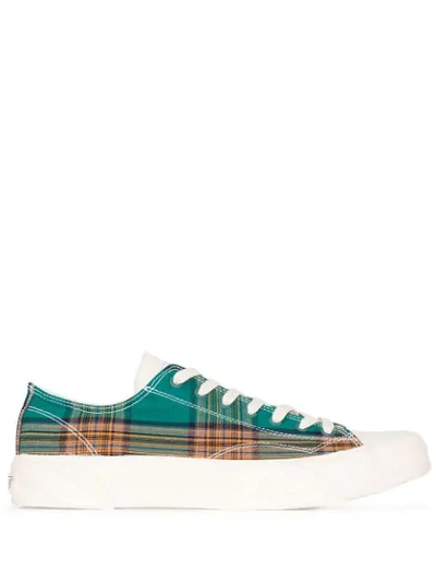 Shop Age Checked Low-top Sneakers In Green