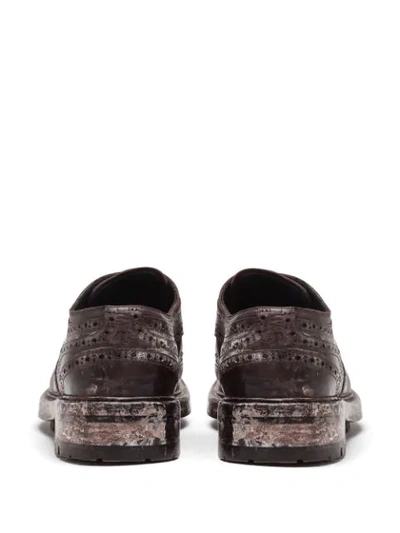 Shop Dolce & Gabbana Vintage-look Leather Brogues In Brown