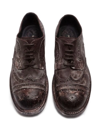 Shop Dolce & Gabbana Vintage-look Leather Brogues In Brown