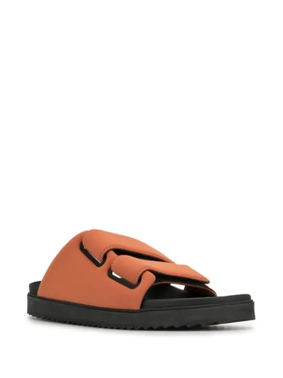 Shop James Perse Touch-strap Fussbett Slides In Orange