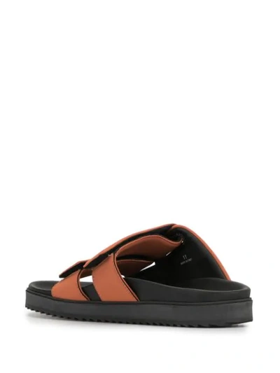 Shop James Perse Touch-strap Fussbett Slides In Orange