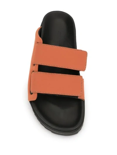 Shop James Perse Touch-strap Fussbett Slides In Orange