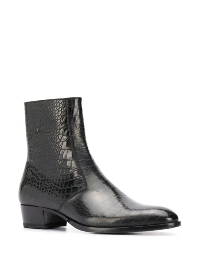 WYATT ZIPPED BOOTS IN CROCODILE-EMBOSSED