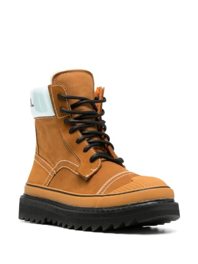 Shop Diesel Logo Hiking Boots In Neutrals