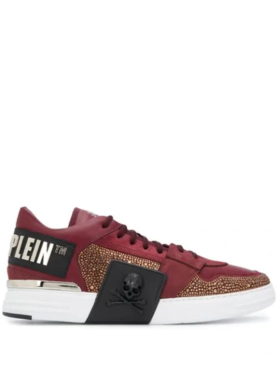 Shop Philipp Plein Embellished Low-top Sneakers In Red