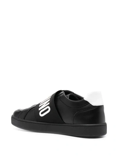 Shop Moschino Logo-patch Round-toe Sneakers In Black
