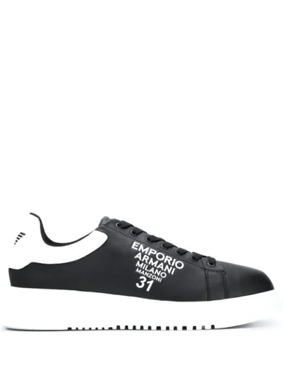 Shop Emporio Armani Two-tone Low-top Trainers In Black