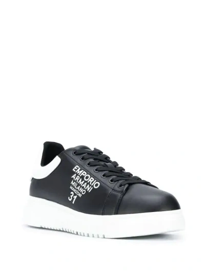 Shop Emporio Armani Two-tone Low-top Trainers In Black