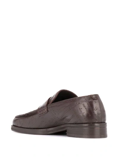 Shop Martine Rose Embossed Logo Loafers In Brown