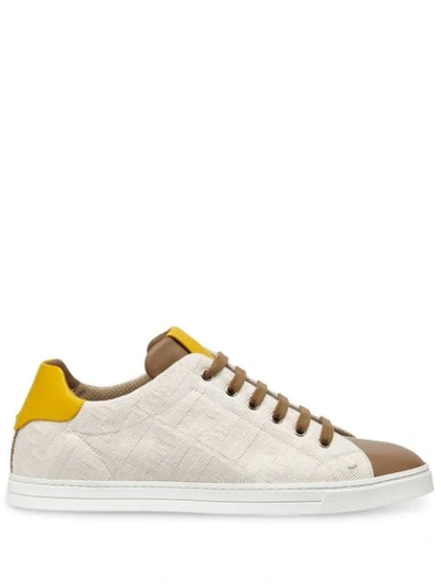 Shop Fendi Ff Monogram Sneakers In White ,neutral