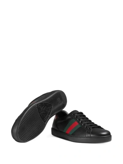 Shop Gucci Ace Leather Sneakers In Black
