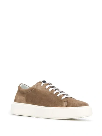 Shop Low Brand Lace-up 55mm Platform Sneakers In Brown