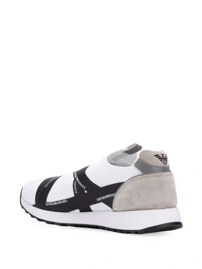 Shop Emporio Armani Logo Tape Slip-on Sneakers In White