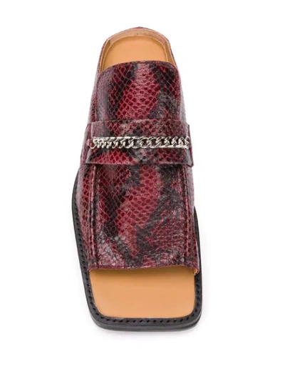 Shop Martine Rose Snakeskin-effect Sandals In Red