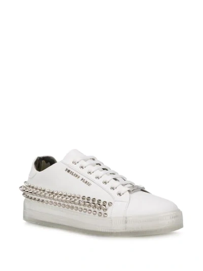 Shop Philipp Plein Low-top Studded Sneakers In White