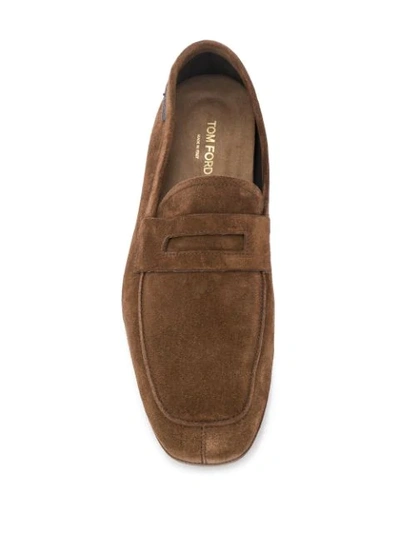 Shop Tom Ford Penny Strap Loafers In Brown