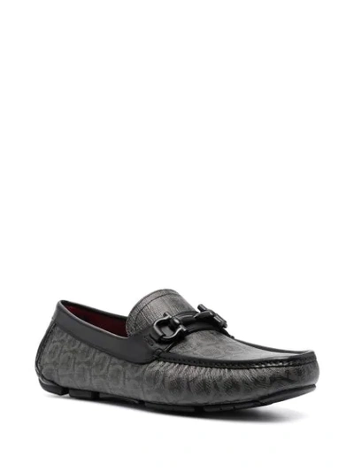Ferragamo Parigi 19 Printed Suede Loafers In Grey