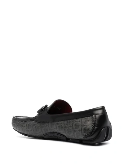 Ferragamo Parigi 19 Printed Suede Loafers In Grey