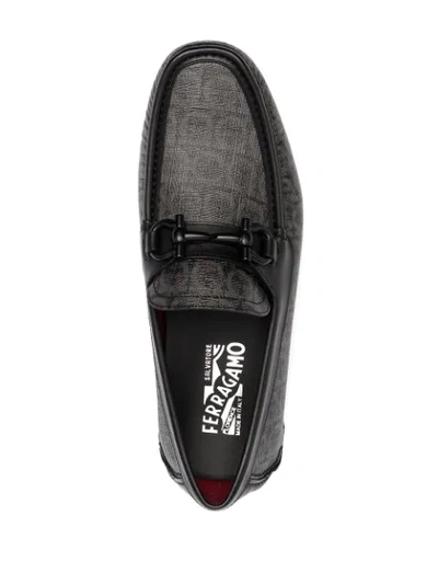 Ferragamo Parigi 19 Printed Suede Loafers In Grey