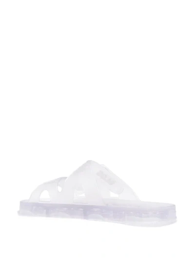 Shop Gcds Transparent Slip-on Sandals In White