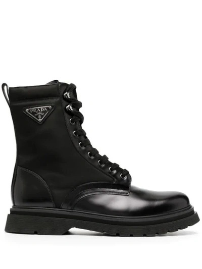 Shop Prada Ankle-length Hiking-style Boots In Black